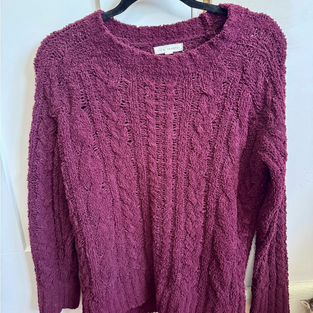 Cozy Cable Knit Sweater in Rich Purple